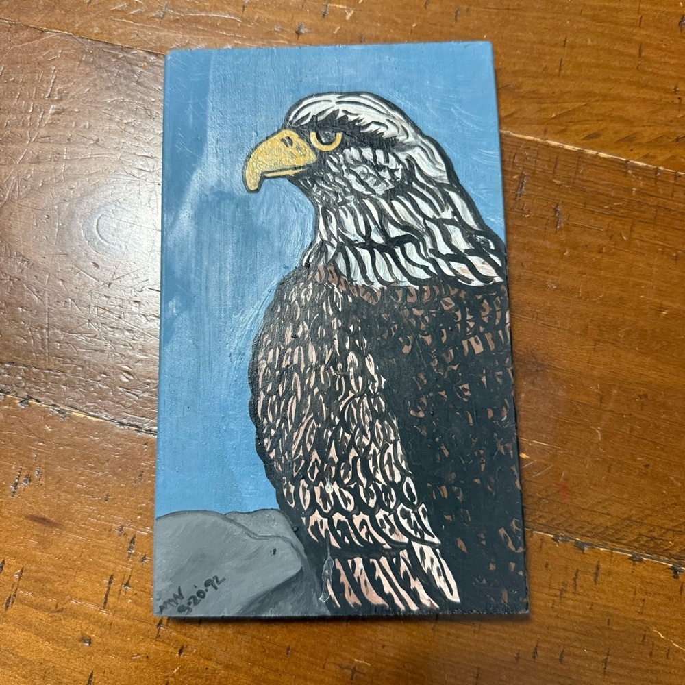 Vintage Source Unknown Majestic Eagle Art artist initials date ‘92